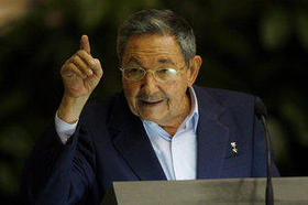 El gobernante cubano Raúl Castro, durante su discurso de clausura al IX Congreso de la Unión de Jóvenes Comunistas
